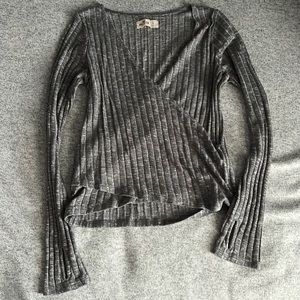 Hollister long sleeve top ribbed criss cross